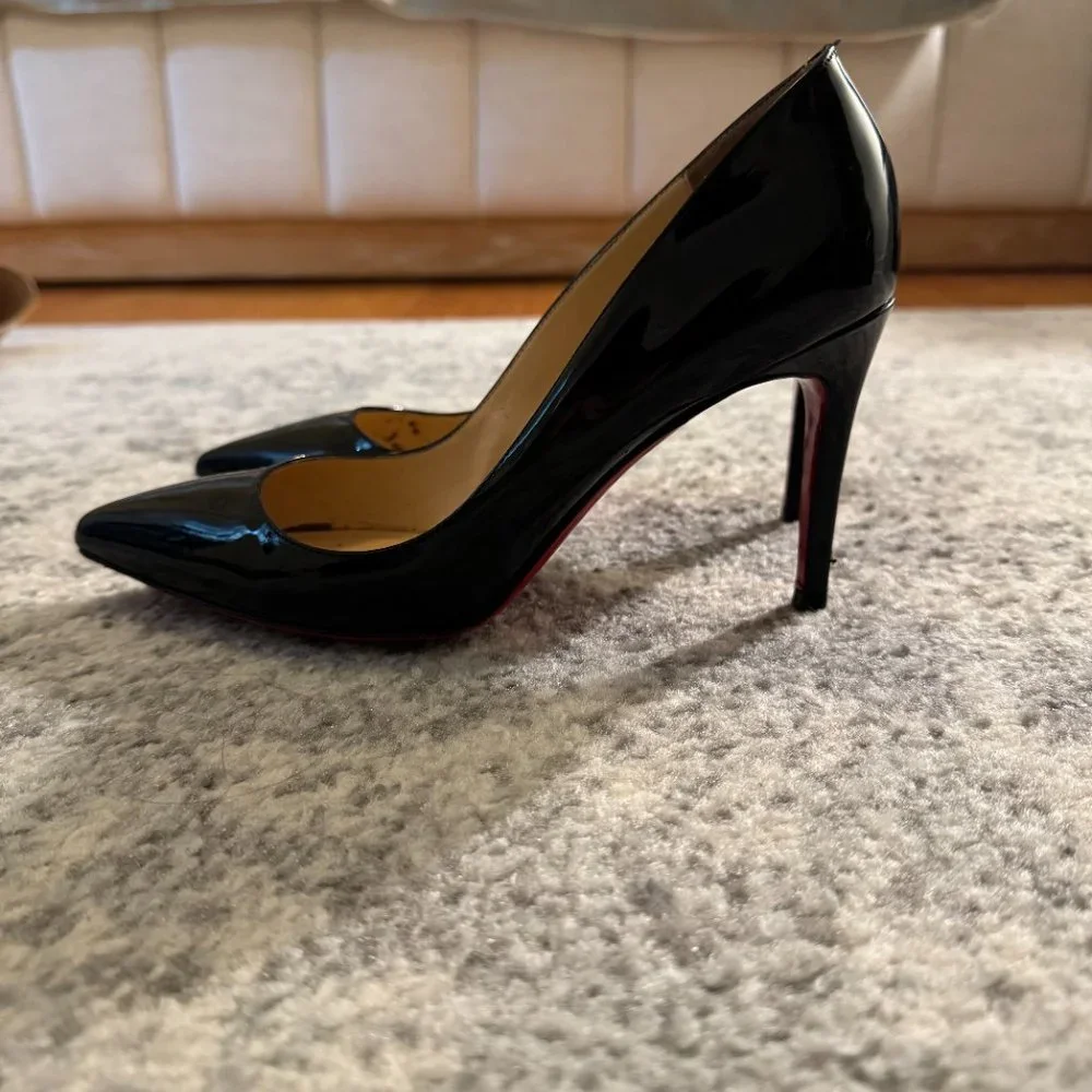 Christian Louboutin Black Patent Pointed Toe Pumps - Picture 6 of 8
